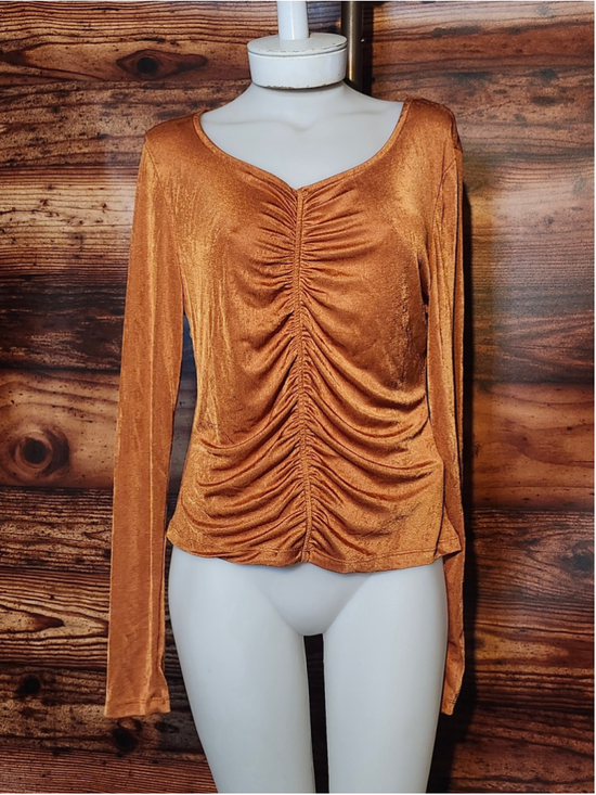 Anthropologie Tops - Women's Anthropologie Long Sleeve Ruched Top, Copper M